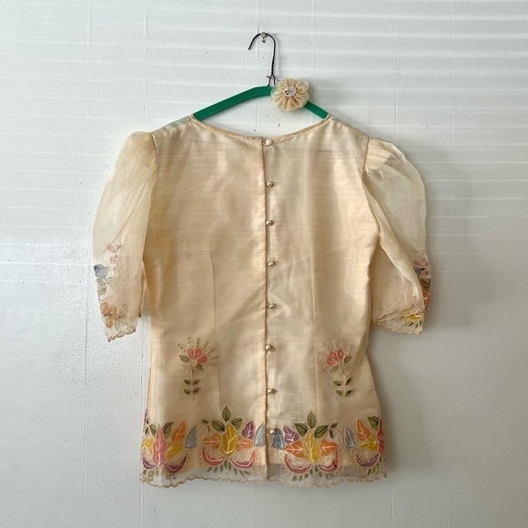 VINTAGE Handmade Floral Embroidered Blouse Skirt with Scarf - Picture 2 of 14